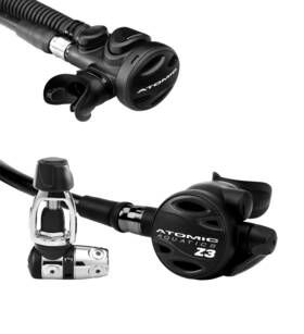 At-03-0090-3p-14-0101-3p Atomic Aquatics Z3 Regulator Yoke Set With Ss1 Safe Second Titanium Black