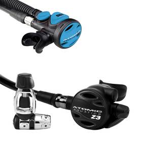 At-03-0090-6p-14-0003-3p Atomic Aquatics Z3 Regulator Yoke Sealed Black With Ss1 Safe Second Stainless