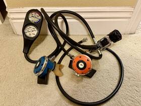 860490 Beuchat Scuba Diving Regulator D Discover Setup With Sierra 2 Gauges Tested