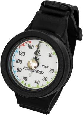 Kc760130 Cressi Analogic Wrist Depth Gauge For Scuba Diving Freediving - Imperial Wh