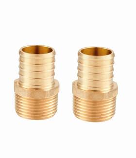 Efield 016975049579 2-pack Pex 1 Inch X Npt Male Adapter Brass Barb Crimp Fittings