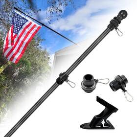 H Hible 610452854764 5 Foot Carbon Fiber Flag Poles For House Porch 1 Inch Strong Black Fla