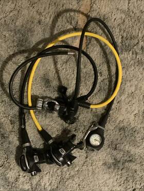 416550nr Mares Epic Adj 82x Regulator Yoke - 1st 2nd Stage Octo With Psi Pressure Gauge
