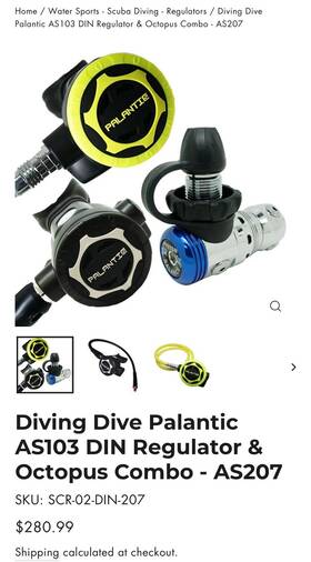 Scr-02-din-na-oc Palantic As103 Din Regulator And Octopus Combo - As207 Diving Scuba New