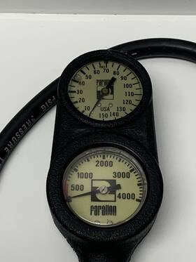 04-1520 Parallon Vintage Double Face Combo Scuba Pressure Gauge 4000 Psi Model