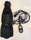 Scuba Tekna Pro Large Jet Fins With Oceanic Depth Guage
