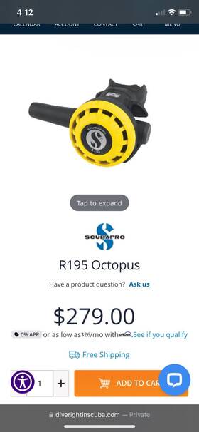2232804816 Scubapro R195 Octopus Regulator