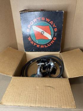 1302 Sportsway Vtg. Sportsways Inc Sport Diver Waterlung Scuba Regulator Pressure Gauge And Box