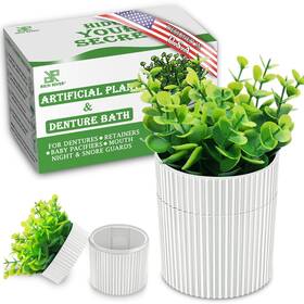 Plant-1 Ycrojbk Denture Bath Invisible Case Designed As Artificial Eucalyptus Potted