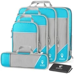 Compression Packing Cubes For Travel W/shoe Bag (6 Piece Set) Aqua. Fixed Price $32.99.