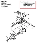 Victor SR350D Oxygen Regulator Rebuild/repair Parts Kit W/ Diaphragm. Fixed Price $32.99.