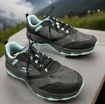 Skechers Go Trail Altitude Running Shoes Women Size 11 Black Aqua Blue 128200. Fixed Price $23.99.