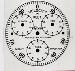 1940'S Tycos (taylor Instruments) Velocity Feet Gauge Production Stencil. Fixed Price $30.00.