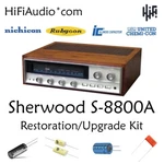 Sherwood S-8800A Restoration Recap Repair Service Capacitor Rebuild Kit. Fixed Price $175.00.