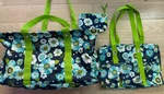 Thirty-one Blue Aqua Floral 3 Pc Bag Set Tote Utility Makeup Travel Organizer. Fixed Price $43.99.