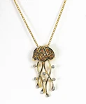 18K, Jellyfish Pendant, Sea Life, Nature, Aquatic, Marine Dangle Clip. Fixed Price $1577.00.