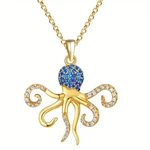 Marine Animals Blue Octopus Rhinestones Gold Plated Alloy Necklace Holiday Gift. Fixed Price $12.95.