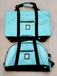 Canvas Travel Tote & Shoulder Bag Set-aqua Blue-very Nice Set!!. Fixed Price $39.75.