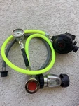 Hog D1 Din Classic Scuba Diving Regulator With Gage And Neon Hose. Fixed Price $150.00.
