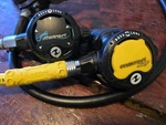 Aqualung Mikron Regulator Set 1ST 2ND Stage, And Matching Octo. (read!). Fixed Price $275.00.